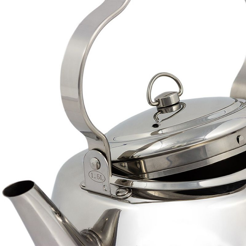 Petromax Stainless Steel Teakettle for Indoor/Outdoor Use Over an Open Campfire or in your Kitchen, Holds Up to 3.2 Qt