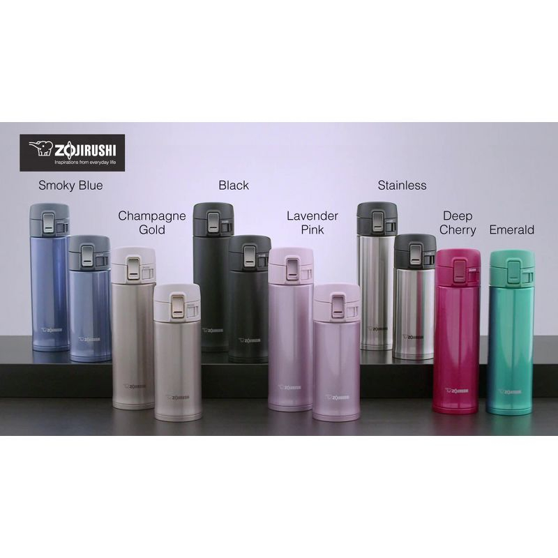 Zojirushi 16oz Stainless Steel Travel Mug SM-KHE48 - Black: Leakproof, Insulated, Flip-Top Lid, Hot & Cold Use