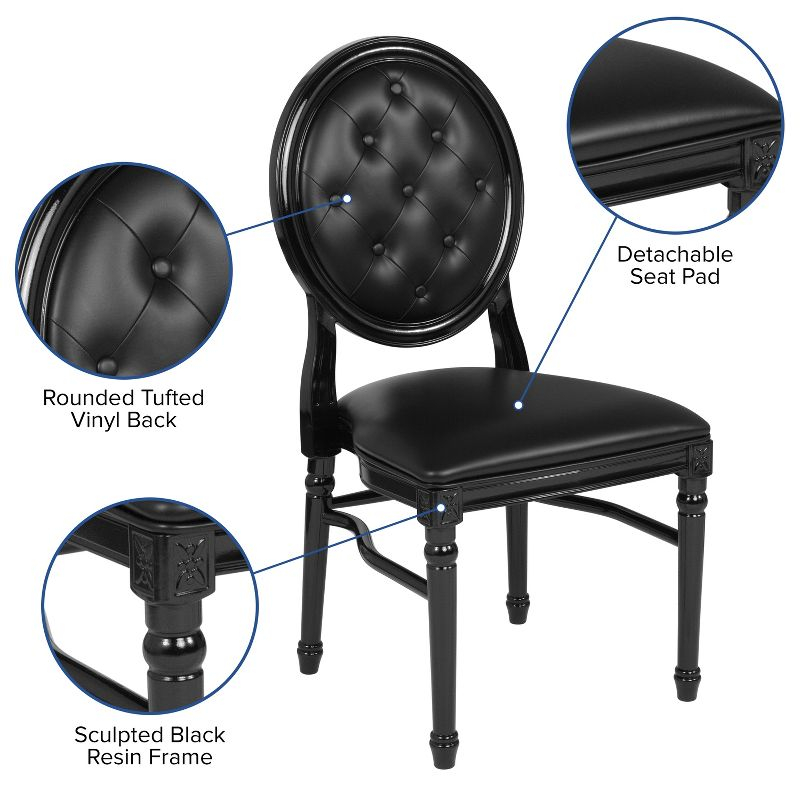 Flash Furniture HERCULES Series 900 lb. Capacity King Louis Chair with Tufted Back, Black Vinyl Seat and Black Frame