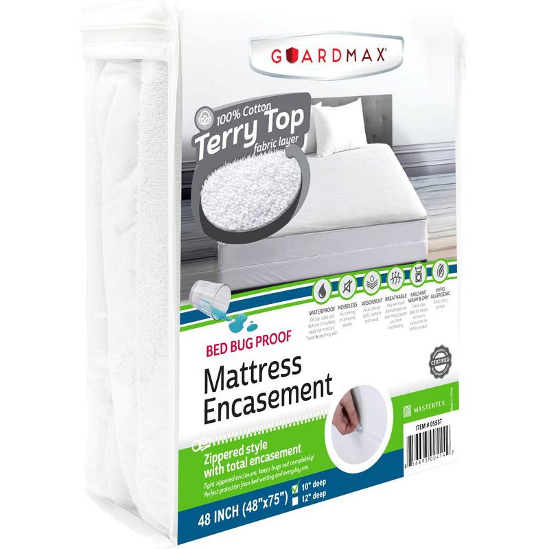 RV Short Mattress Protector by Guardmax: Terry Cotton, Waterproof, Bed Bug Proof, Soft & Comfortable Cover with 10 Inch Deep Pockets