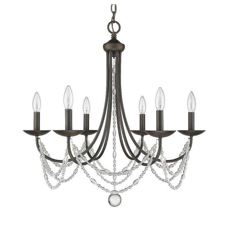 Golden Lighting Mirabella 6-Light Chandelier in Rubbed Bronze