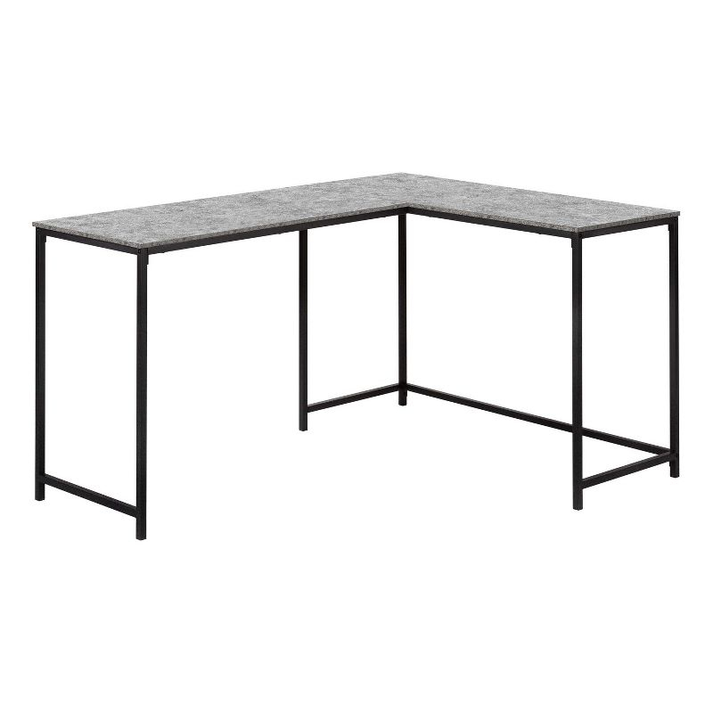 Monarch Specialties Computer Desk Home Office Corner 58InchL L Shape Work Laptop Metal Laminate Grey Black Contemporary Modern