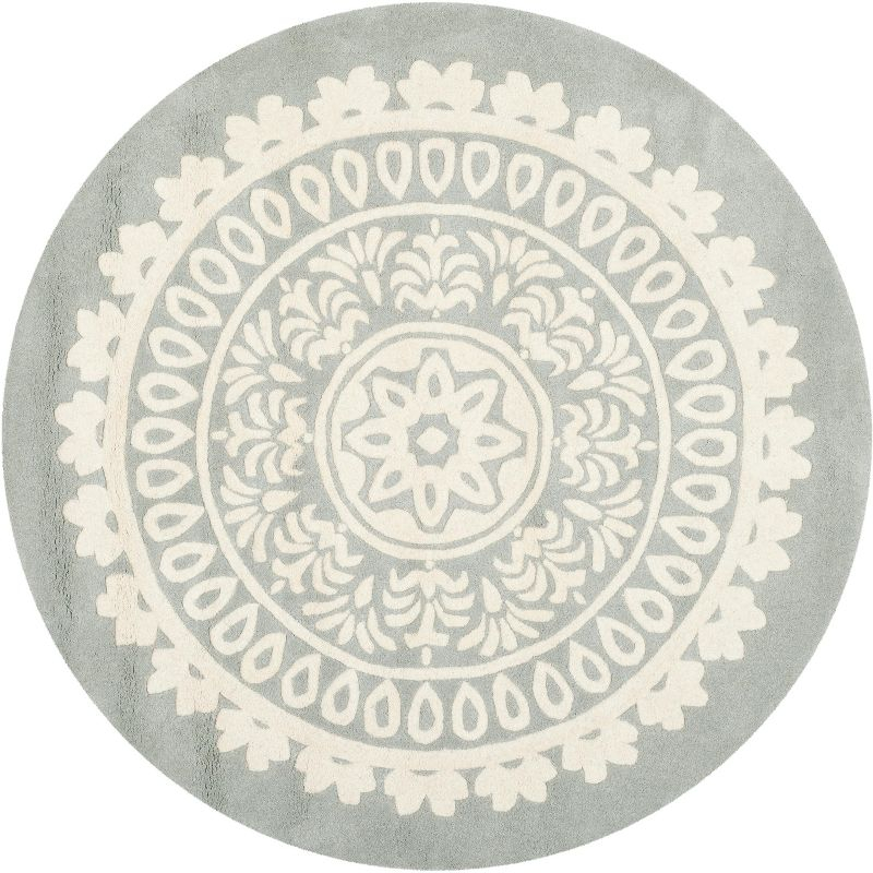 Bella BEL122 Hand Tufted Area Rug - Grey/Ivory - 7' round - Safavieh.