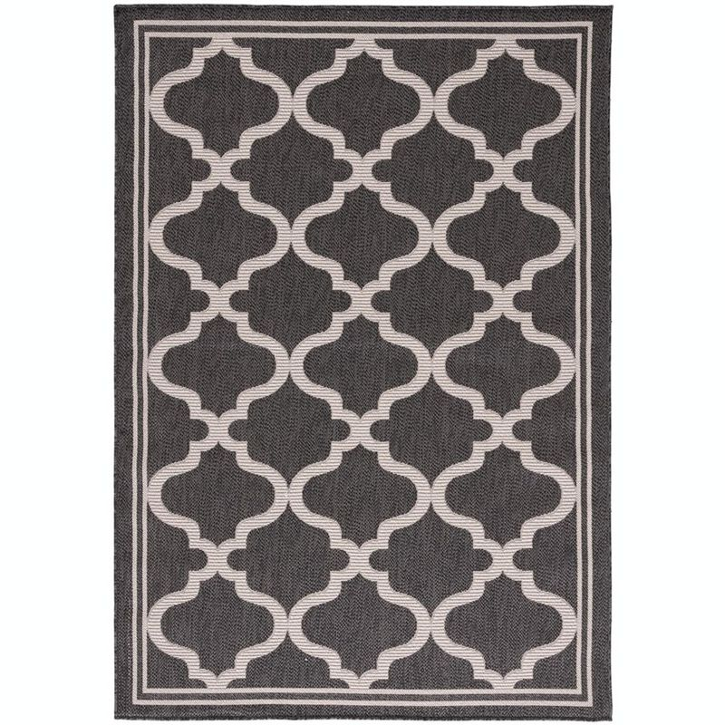 Bermuda BMU810 Power Loomed Indoor/Outdoor Machine Washable Area Rug - Charcoal/Ivory - 5'3"x7'6" - Safavieh
