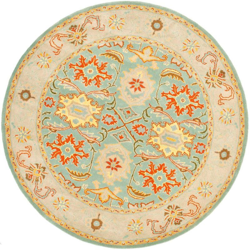 Heritage HG734 Handmade Area Rug - 4' Round - Light Blue/Ivory - Safavieh