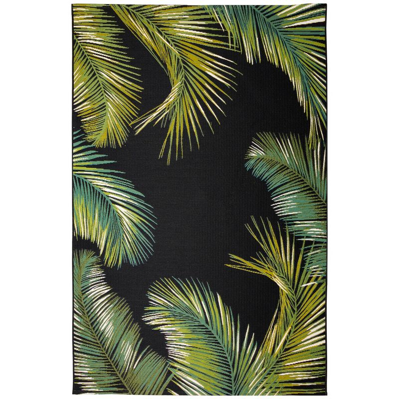 Liora Manne Marina Palm Border Indoor/Outdoor Rug Black 8'10" x 11'9"