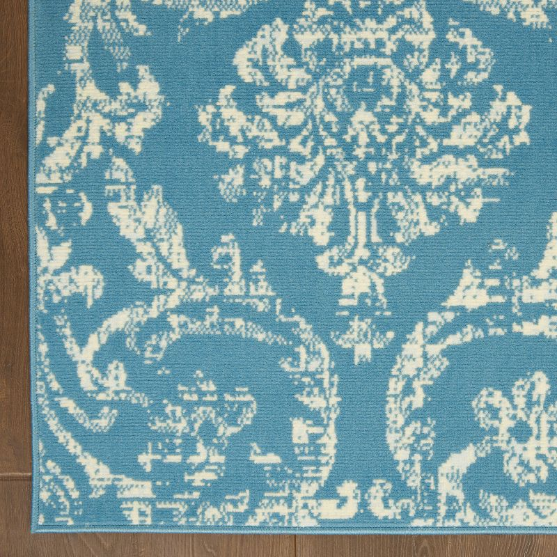 Nourison Jubilant 5'3" x 7'3" (5' x 7') Blue Area Rug Farmhouse Vintage Damask by Nourison