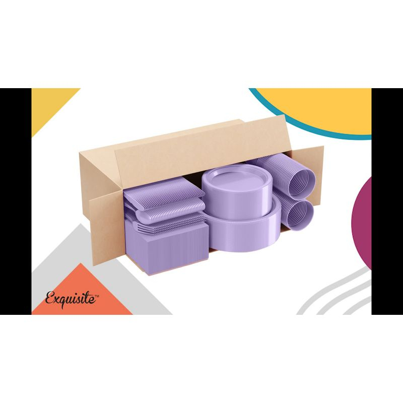 Crown Display 350 Piece Black and Orange Halloween Disposable Plastic Dinnerware party set- Serves 50