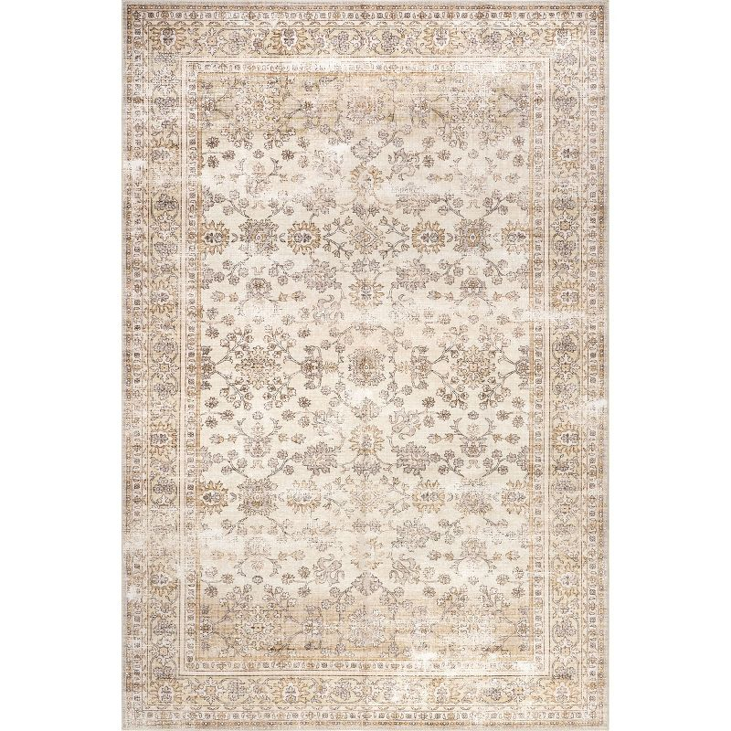 Nuloom Sia SplashGuard Vintage Floral Machine Washable Area Rug, 2' x 3', Sia Beige
