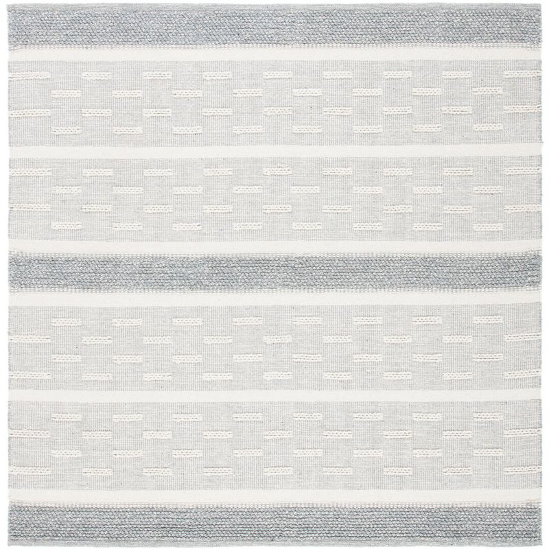 Striped Kilim STK519 Hand Woven Area Rug - Ivory/Grey - 3'x3' - Safavieh.