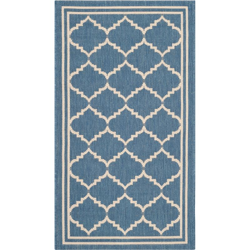 Courtyard CY6889 Power Loomed Indoor and Outdoor Accent Rug - Blue/Beige - 2'x3'7" - Safavieh