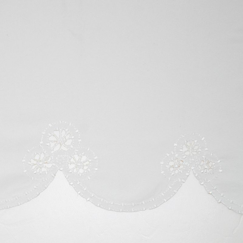 14"x58" Mariela Floral Trim Semi-Sheer Rod Pocket Kitchen Window Valance and Tiers Set White - No. 918: Light Filtering Kitchen Curtains Set