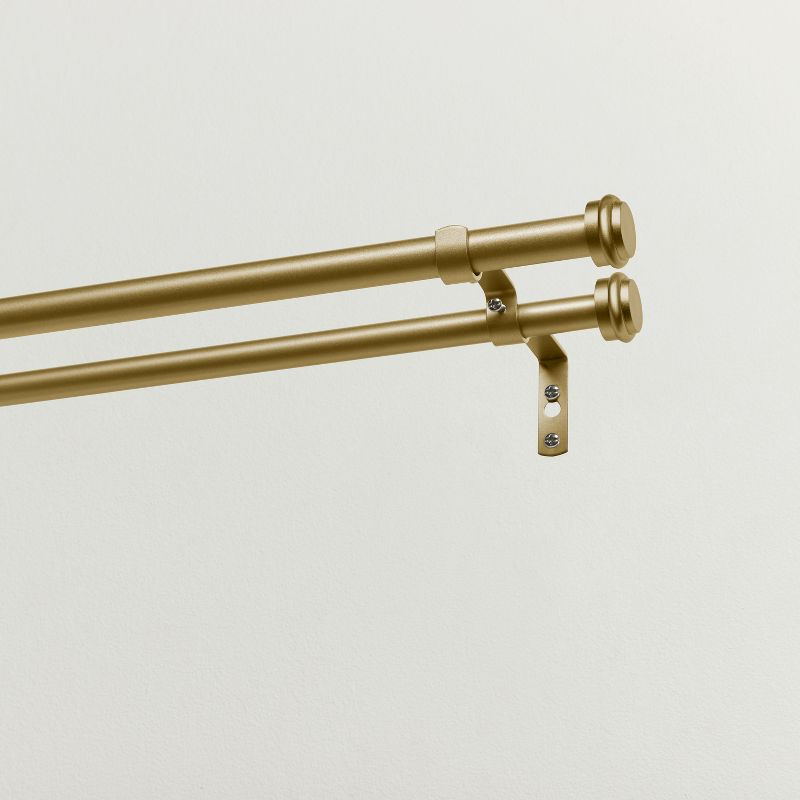 EXCLUSIVE HOME Topper Double Curtain Rod and Finial Set, Gold, 36"-72"