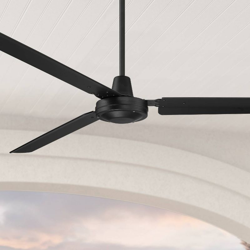 Casa Vieja 72" Casa Velocity Large Modern Indoor Outdoor Ceiling Fan 3 Blade Wall Control Matte Black Finish Bedroom Living Room Damp Rated