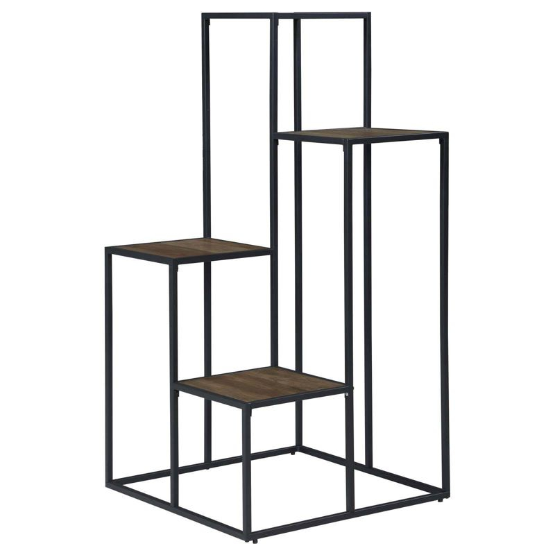 Coaster 50" Rito Industrial 4 Tier Display Shelf Rustic Brown/Black