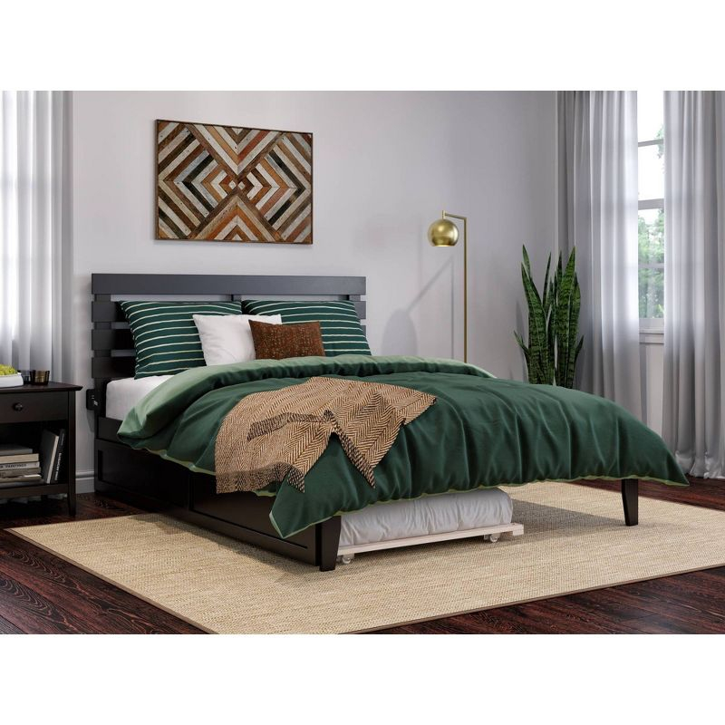 Queen Oxford Bed with Twin XL Trundle Espresso - AFI: Solid Hardwood, No Box Spring Required