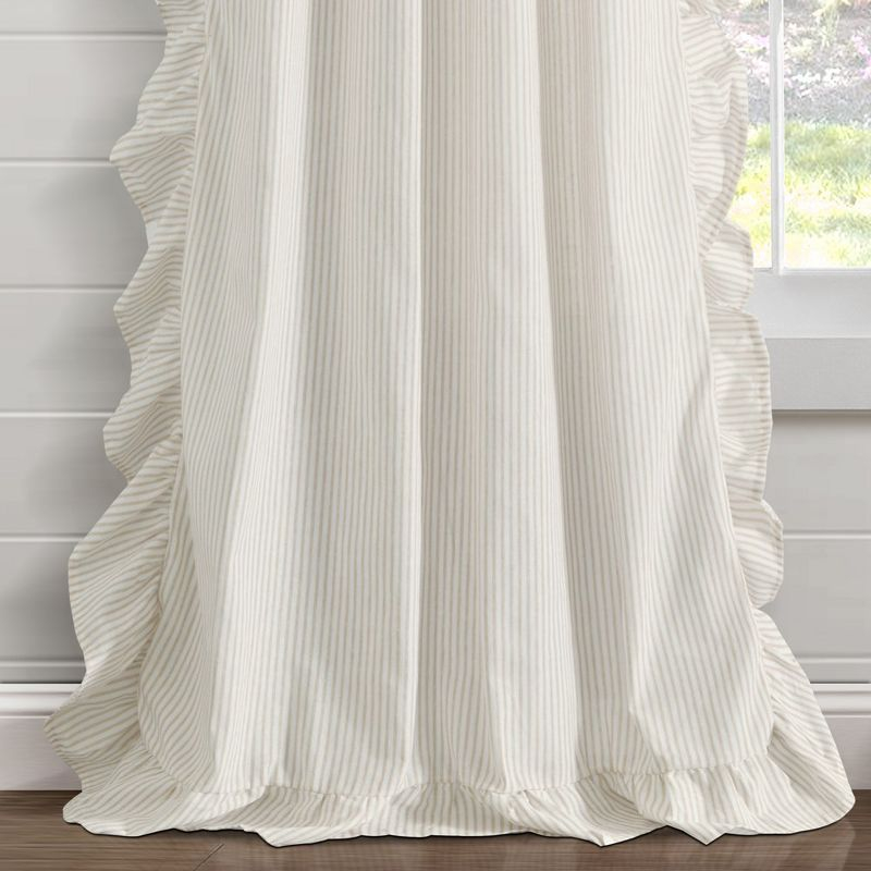 Farmhouse Reyna Ruffle Window Curtain Panels Neutral 54x84 Set