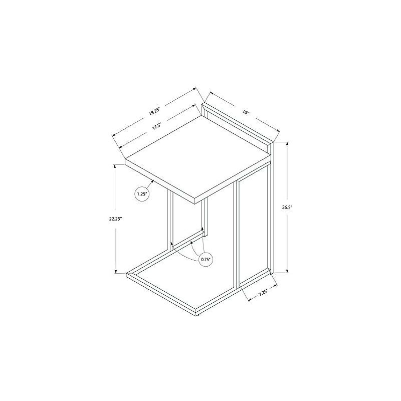 Monarch Specialties Accent Table C-Shaped End Side Snack Living Room Bedroom Metal Laminate Grey Chrome Contemporary Modern