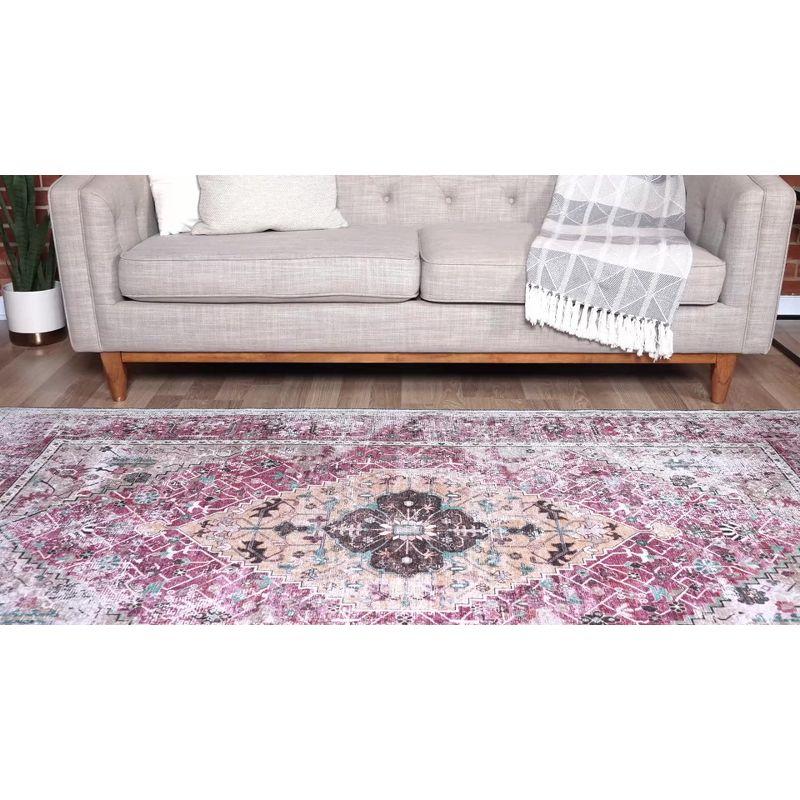 Unique Loom 7' 10 x 10' 0 Yara Yash Machine Washable Light Coral Pink Area Rug