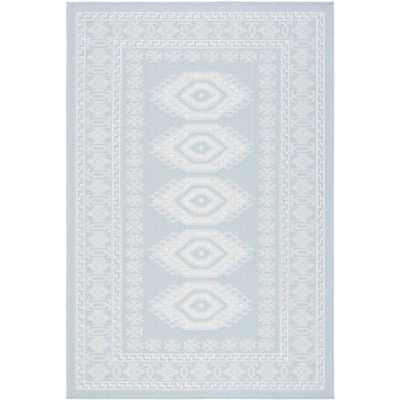 Martha Stewart Indoor Outdoor MSRO327 Power Loomed Area Rug - Aqua/Blue Ivory - 4'5"x6'5" - Safavieh.