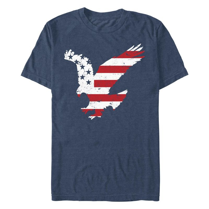 Men's CHIN UP Americana Flying Eagle  T-Shirt - Navy Blue Heather - Small
