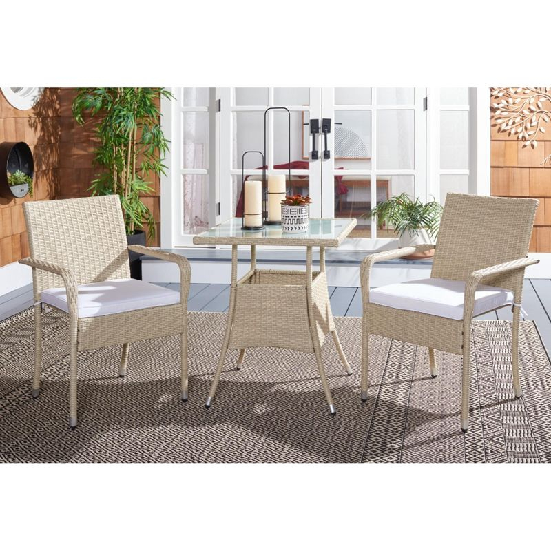 Laban Bistro Set - Outdoor - PAT7718 - Beige/White - Safavieh