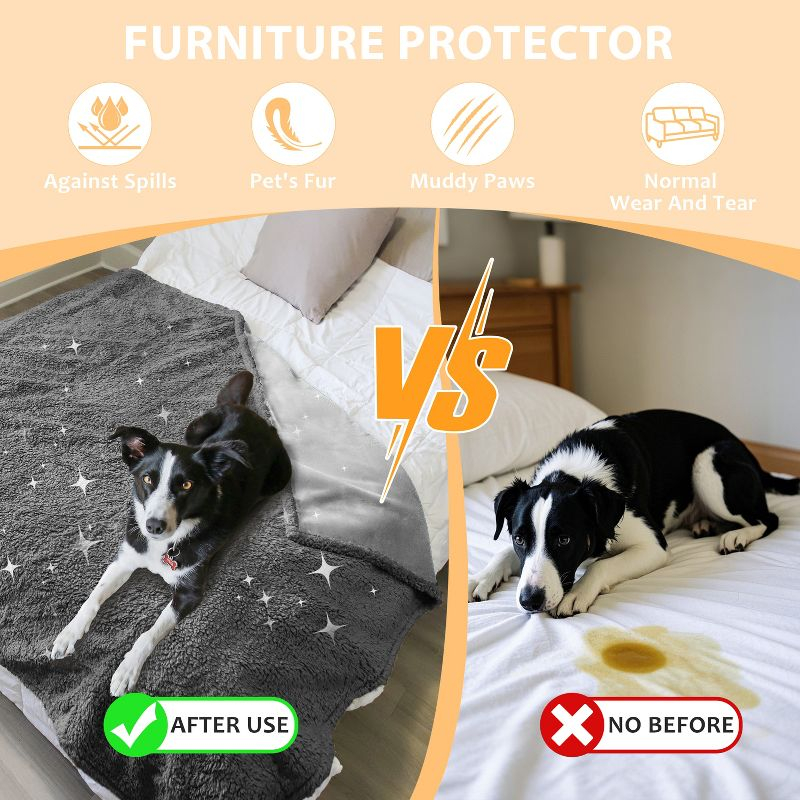 Kritter Planet Waterproof Dog Blanket, Reversible Water Proof Pet Blanket for Couch, Bed & Sofa, Washable Couch Covers for Dogs - Protects Furniture