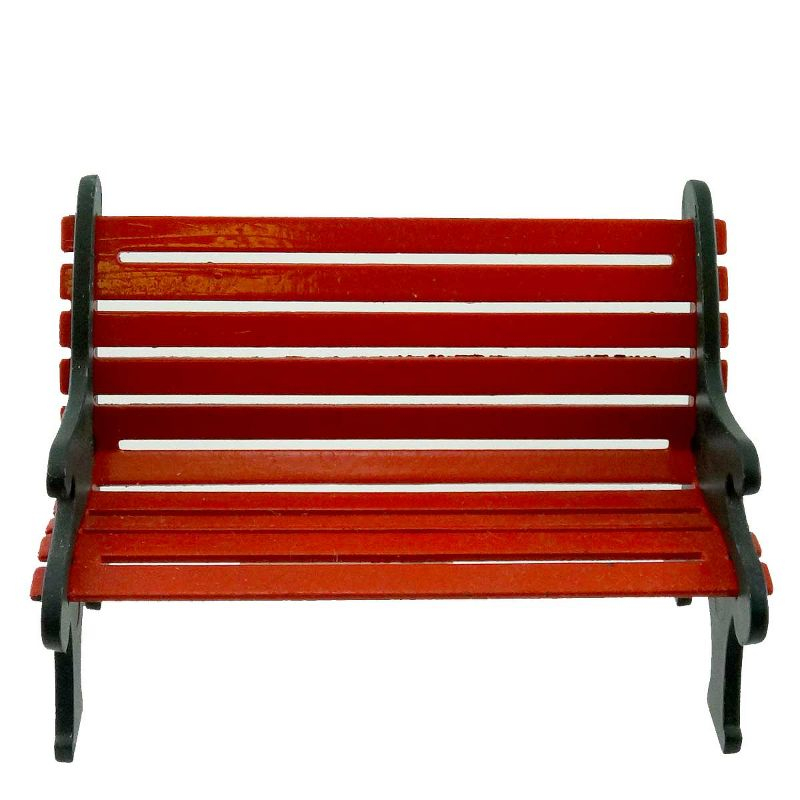 Village Décor Accessory Red Wrought Iron Park Bench 2.25in H