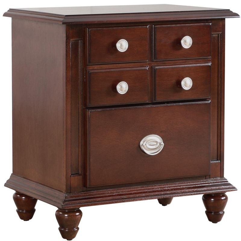 Passion Furniture Summit 5-Drawer Cappuccino Nightstand (27 in. H x 16 in. W x 24 in. D)