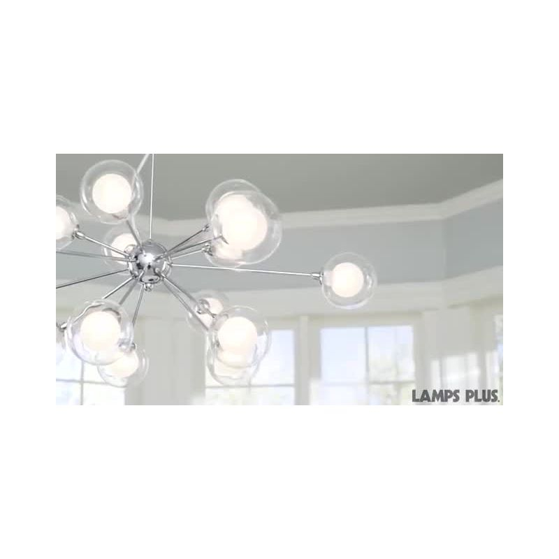 Possini Euro Design Spheres Chrome Chandelier 30" Wide Mid Century Modern Sputnik Glass Shade 15-Light Fixture for Dining Room House Kitchen Island