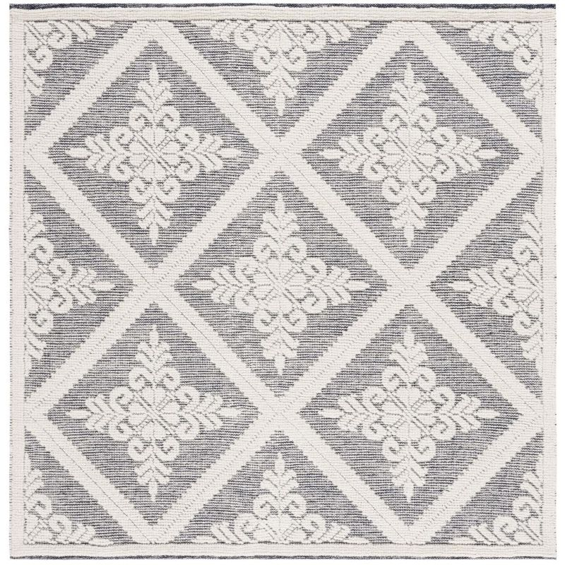 Vermont VRM306 Hand Woven Indoor Area Rug - Ivory/Navy - 6'x6' - Safavieh