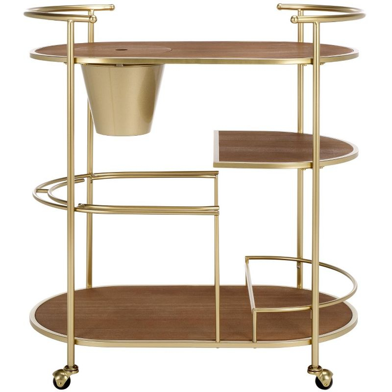 Alora 2 Tier Bar Cart With Bucket - BCT2502A - Brushed Gold/Natural - Safavieh