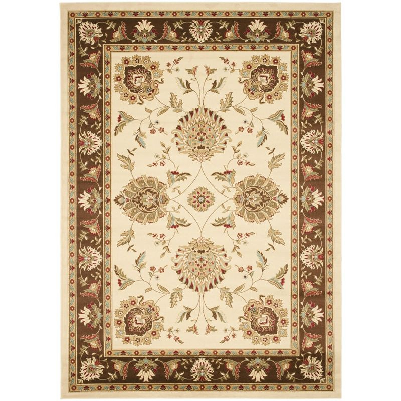 Lyndhurst LNH555 Power Loomed Area Rug - Ivory/Brown - 6'7"x9'6" - Safavieh