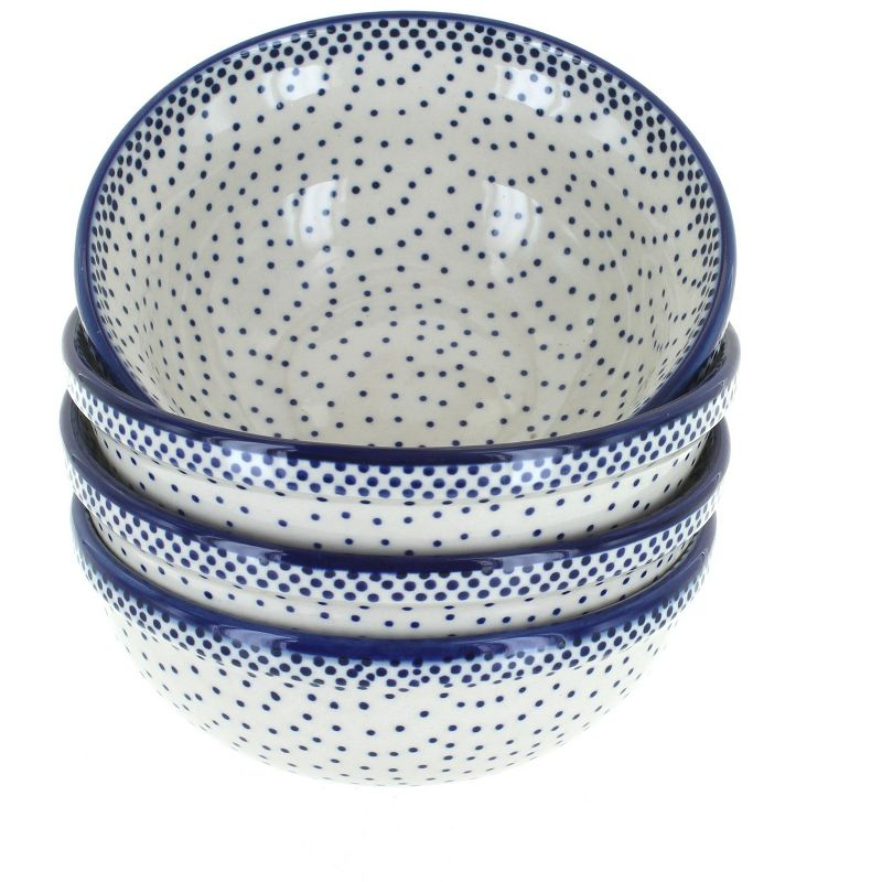 Blue Rose Polish Pottery Small Dots 4 PC Dessert Bowl Set