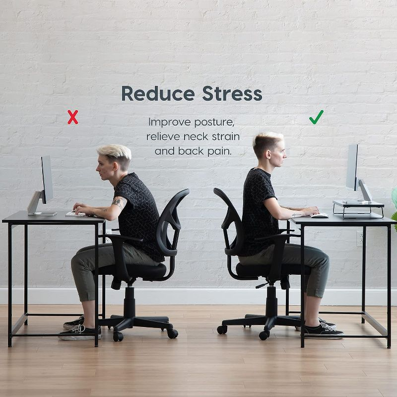 IRIS USA 1 Tier Computer Monitor Stand for Desk, Black