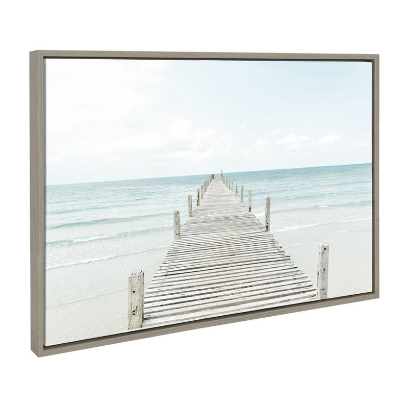 23" x 33" Sylvie Wooden Pier Framed Canvas by Amy Peterson Gray - Kate and Laurel: Coastal Serenity Wall Decor