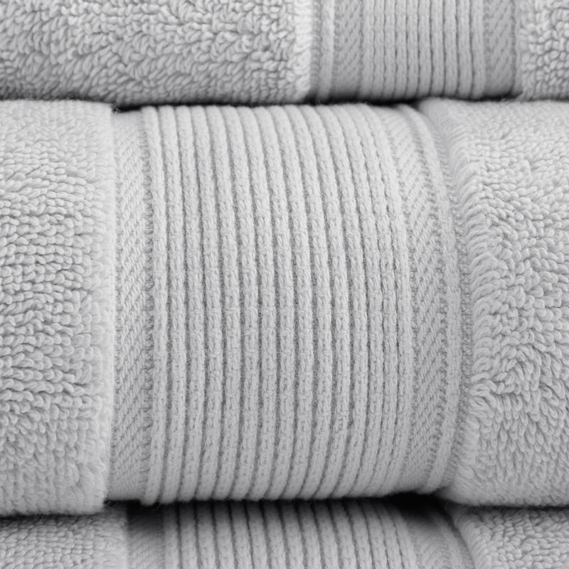 8pc Cotton Bath Towel Set Silver: Madison Park, Heavyweight Terry, OEKO-TEX Certified
