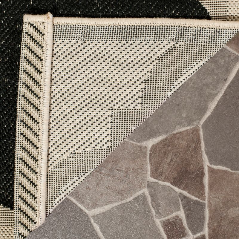 Courtyard CY6243 Power Loomed Indoor and Outdoor Area Rug - Black/Beige - 5'3"x5'3" - Safavieh