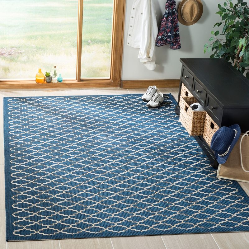 Courtyard CY6919 Power Loomed Indoor and Outdoor Area Rug - Navy/Beige - 4'x5'7" - Safavieh