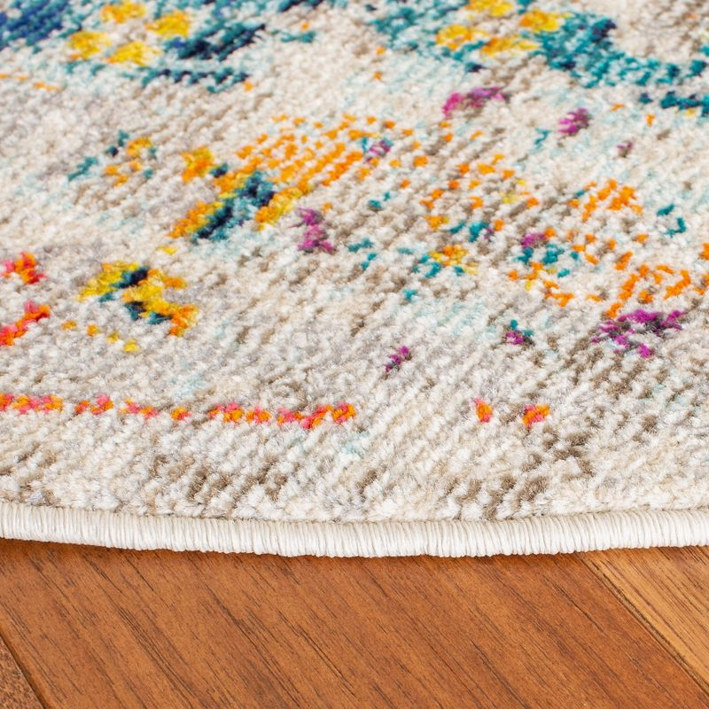 Madison MAD474 Power Loomed Indoor Area Rug - Cream/Blue - 9' Round - Safavieh