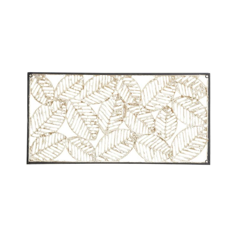 32" x 16" Paper Cloaked Leaves Unframed Wall Decor Natural: Madison Park Etched Botanical Artwork, Molded Hanger