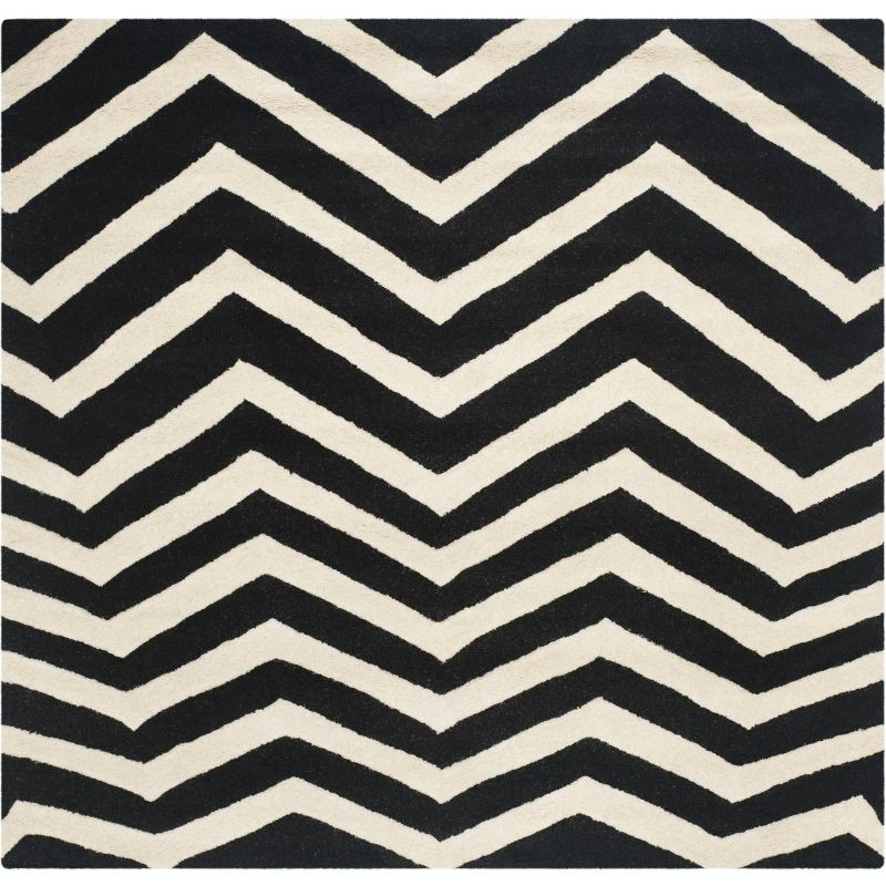 Cambridge CAM714 Tufted Indoor Area Rug - Black/Ivory - 6'x6' - Safavieh