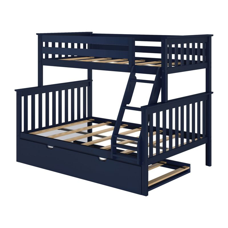 Max & Lily Solid Wood Bunk Bed, Twin over Full with Storage Trundle and Ladder for Kids