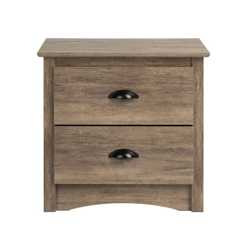 Salt Spring 2 Drawer Nightstand Drifted Gray - Prepac: Coastal Style, Black Metal Handles