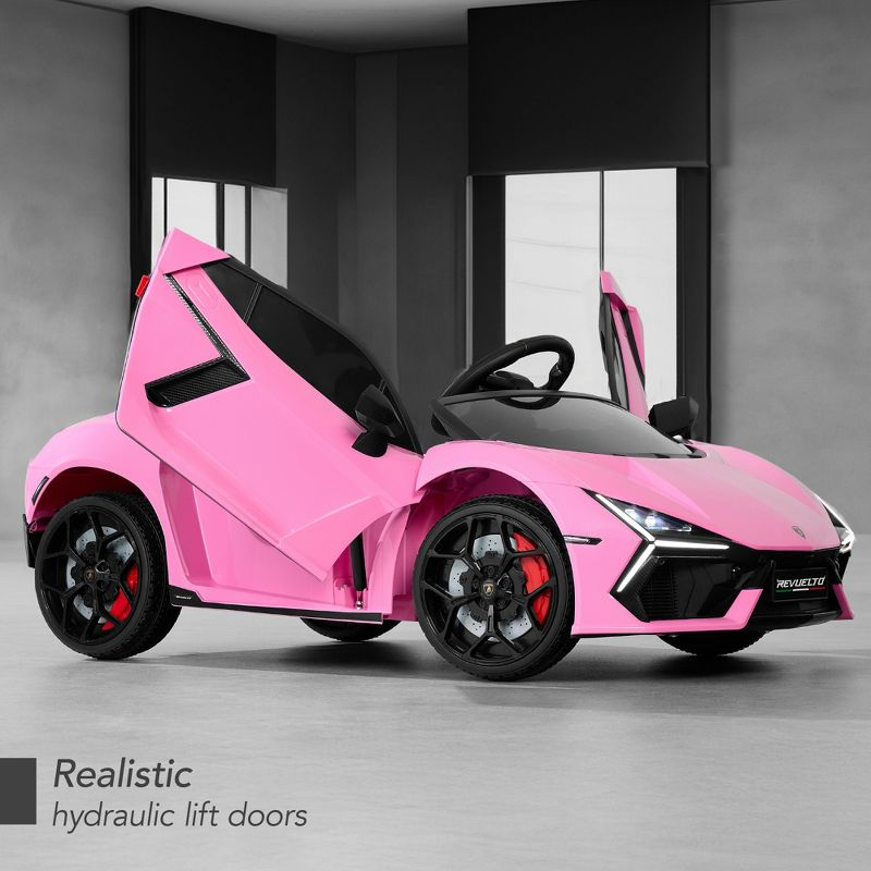 Best Choice Products Kids 12V Ride-On Car Officially Licensed Lamborghini Revuelto w/ Remote, LED Lights - Pink