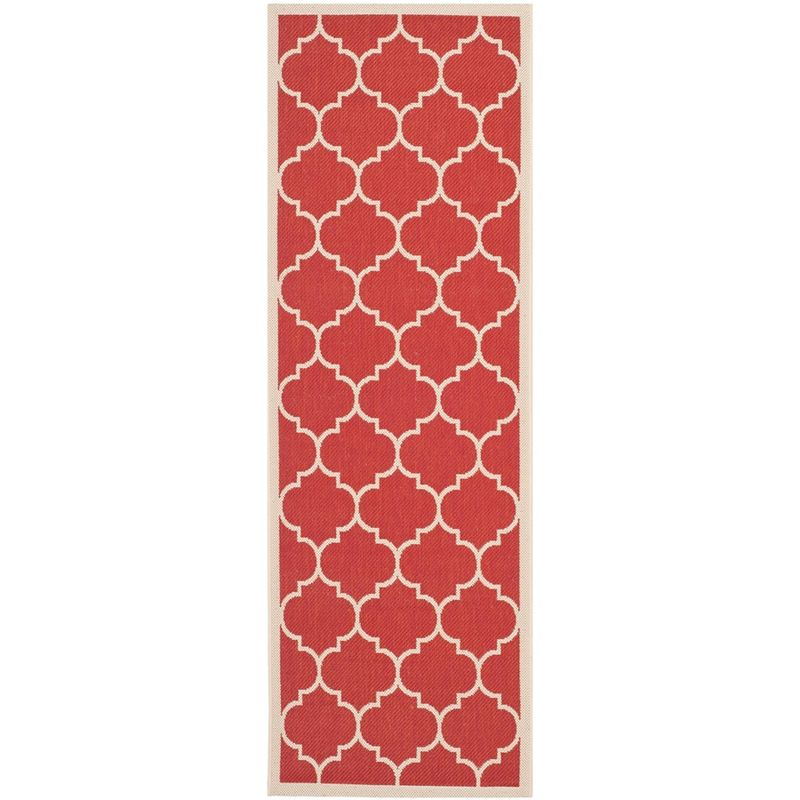 Courtyard CY6914 Power Loomed Indoor/Outdoor Runner Rug - Red/Bone - 2'3"x6'7" - Safavieh.
