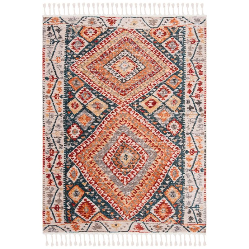 Farmhouse FMH816 Power Loomed Area Rug - Ivory/Navy - 4'0" X 5'4" - Safavieh.