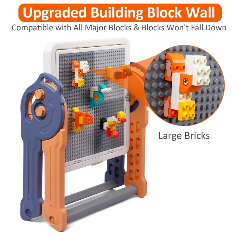 Easel for Kids, Toddler Easel with Building Block Table, Kids Standing Art Easel with Painting Accessories