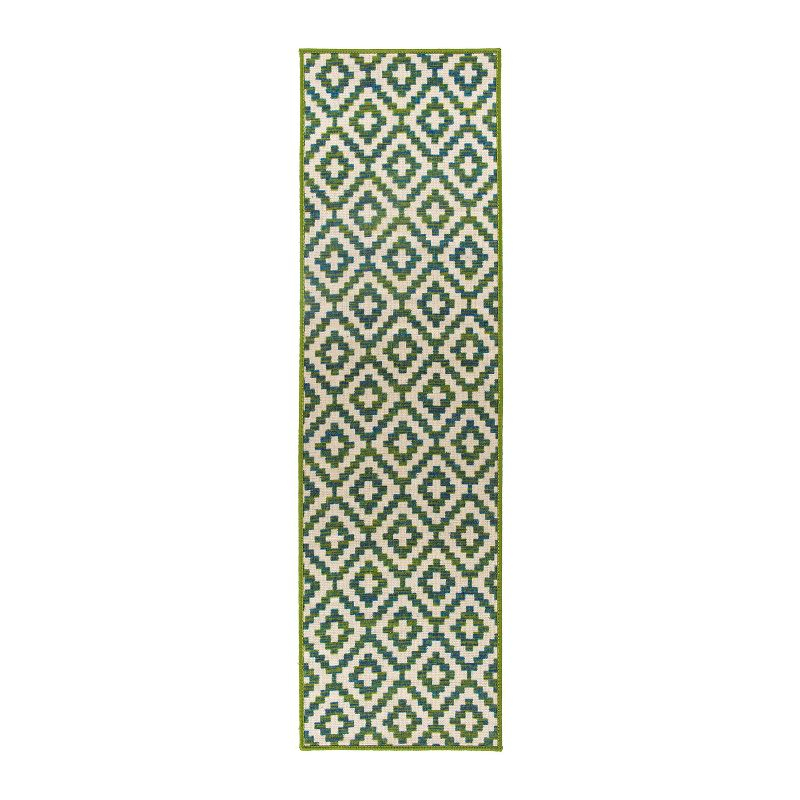 World Rug Gallery Contemporary Geometric Trellis Indoor/Outdoor Area Rug - GREEN 2'x7'