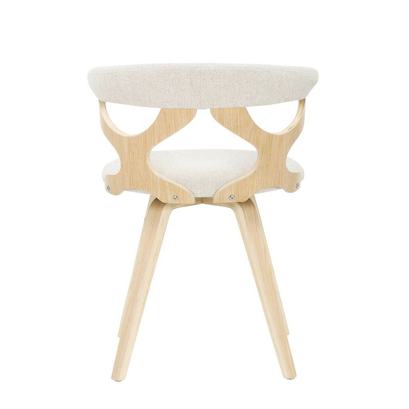 Gardenia Mid-Century Modern Dining Accent Chair with Swivel Wood/Polyester Natural/Cream - LumiSource